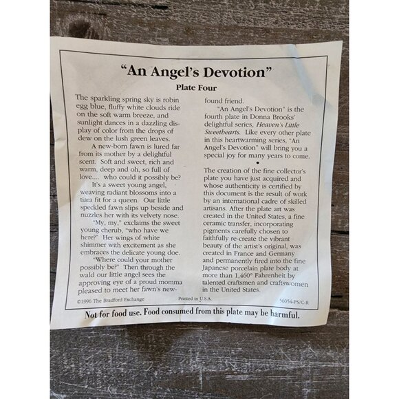 Limited Edition Bradford Exchange Plate "An Angels Devotion" By Donna Brooks COA - Picture 6 of 6